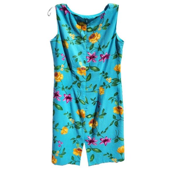 Coldwater Creek Aqua Beaded Linen Sleeveless Dress Sz 8 - Picture 2 of 7